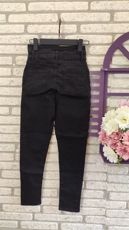 Yüksek Bel Düğme Ve Yırtık Detaylı Kot Pantolon Jean 92cm